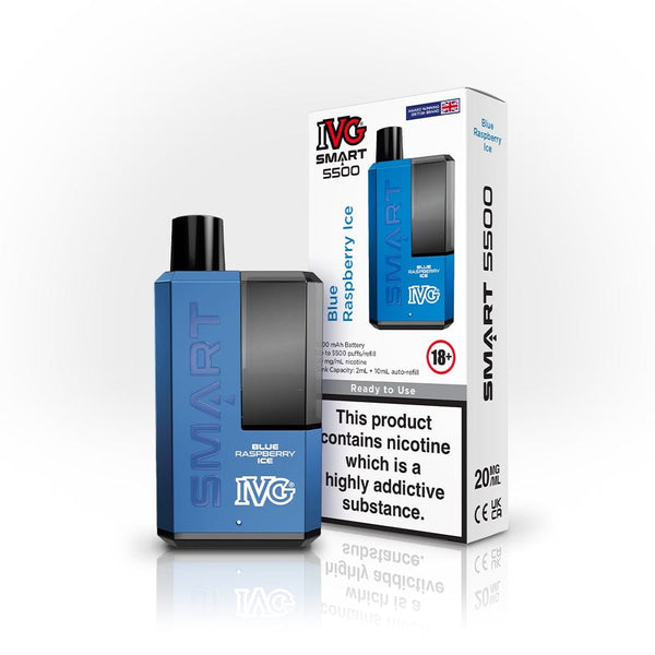 IVG Smart 5500 Puff Disposable Vape - Blue Raspberry Ice The Vape Life IVG Smart 5500 Puff Disposable Vape - Blue Raspberry Ice The Vape Life