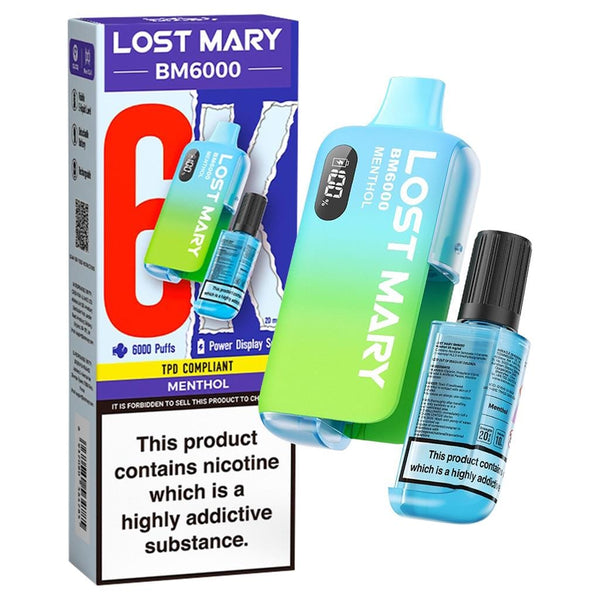 Lost Mary BM6000 Disposable Vape - Menthol The Vape Life Lost Mary BM6000 Disposable Vape - Menthol The Vape Life