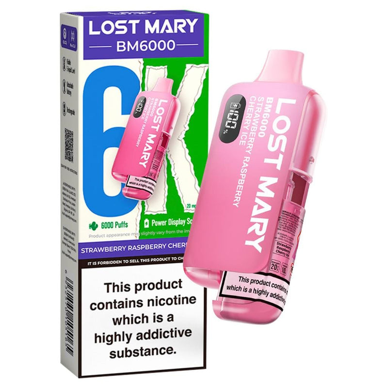 Lost Mary Lost Mary BM6000 Disposable Vape - Strawberry Raspberry Cherry Ice