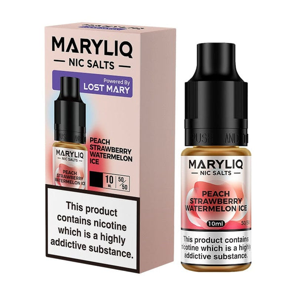 Maryliq Salt E-liquid - Peach Strawberry Watermelon Ice by Lost Mary  The  Vape Life